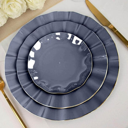 Efavormart 10 Pack | Navy Blue 6" Round Plastic Dessert Salad Plates, - Image 2