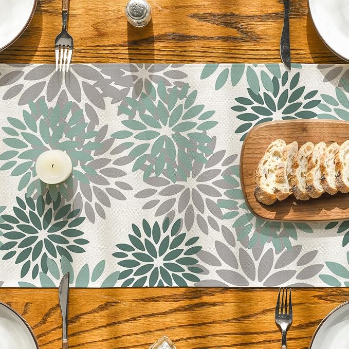 Artoid Mode Light Green Dahlia Floral Pinnata Spring Table Runner, Seasonal - Image 7