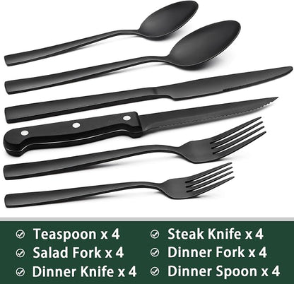 EWFEN 24-Piece Black Silverware Set - Image 2