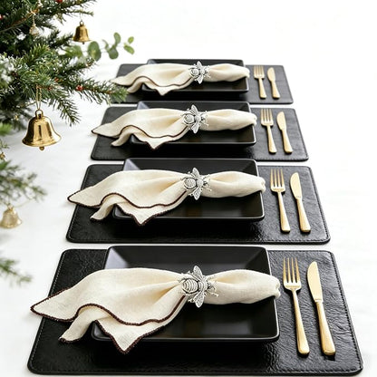 Bee Napkin Rings Set of 12 Antique Silver Metal Bumblebee Napkin Holders - Image 6