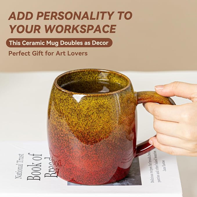Handmade 22oz Ceramic Coffee Mug, Ergonomic Large Handle, Ideal Gift - Image 5