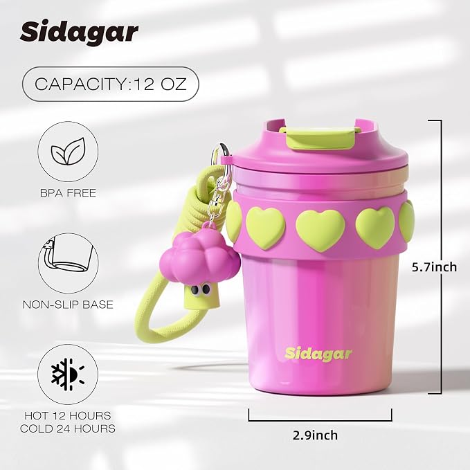 SDGA+ 12 oz Travel Coffee Mug Spill Proof Leak Proof, Stainless Steel Thermal - Image 2