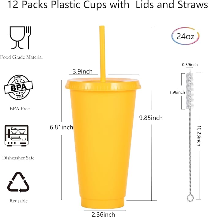 24 oz Reusable Plastic Cups, Custom Cups - Image 2