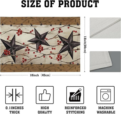 Western Placemats Set of 4 - Rustic Star Tablemats 12x18 Vintage Southwest Place Mats Set for Kitchen Dining Table