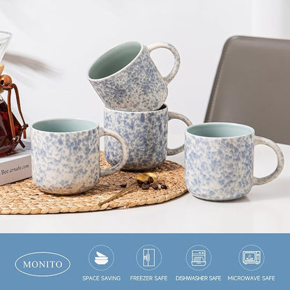 MONITO 12 OZ Coffee Mugs Set of 4, Ceramic Coffee Mugs, Modern Coffee Mugs Set - Image 4