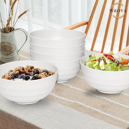 Wheat Straw Bowls Set 60 OZ, Unbreakable Large White Bowls Set of 6, Microwave - Image 7