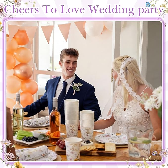 Pickmesh 250 Pcs Wildflower Bridal Shower Decorations Floral Miss to Mrs Plates - Image 4