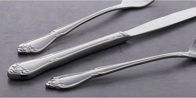 Oneida Silverware Set, True Rose Everyday Flatware Teaspoons Set, Service - Image 5