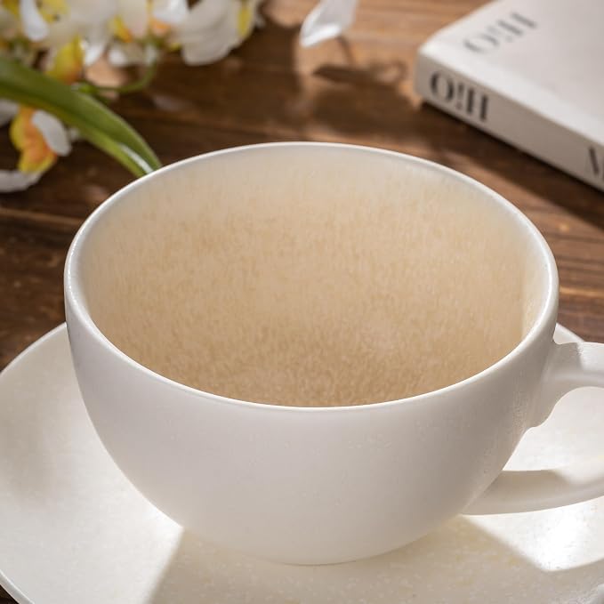 Ceramic Latte Art Mug With Saucer - 10 oz - Image 5