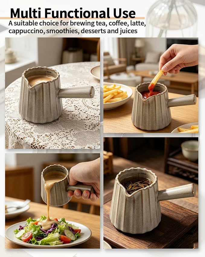 2 Pack Ceramic Espresso Cups, 6oz Dark Brown Espresso Shot Glasses, V-Shaped - Image 6