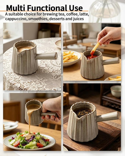 2 Pack Ceramic Espresso Cups, 6oz Dark Brown Espresso Shot Glasses, V-Shaped - Image 6