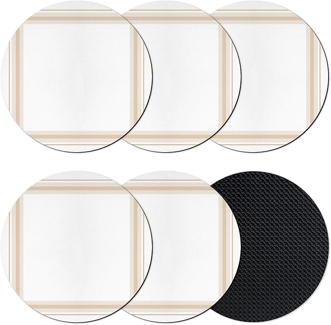 Coasters Set of 6, Modern Minimalist Art Round Drink Coasters by Unknown