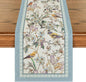 Artoid Mode Blue Birds Flowers Blossom Table Runner, Seasonal Spring Floral by ArtoidMode
