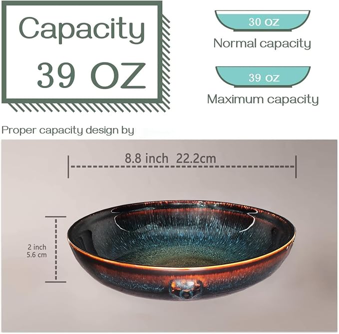 39 oz Ceramic Bowl Set, Salad Bowl, Pasta Bowl, Serving Bowl, Dinner Bowl - Image 2
