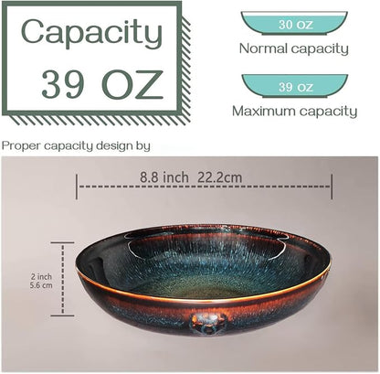 39 oz Ceramic Bowl Set, Salad Bowl, Pasta Bowl, Serving Bowl, Dinner Bowl - Image 2