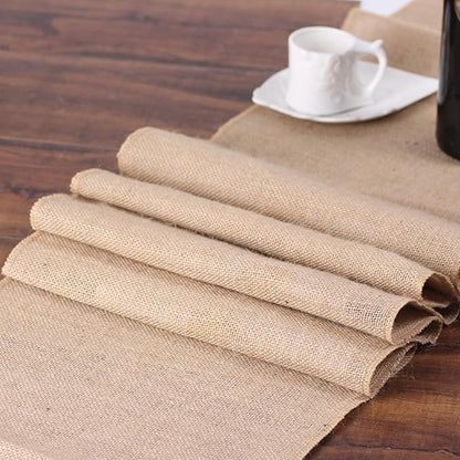 Tosnail 12 Pack 12" x 71" Burlap Table Runners, Rustic Jute Fabric Roll - Image 5