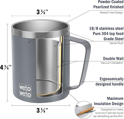 WETOWETO 14 oz Coffee Mug, Vacuum Insulated Camping Mug - Image 3