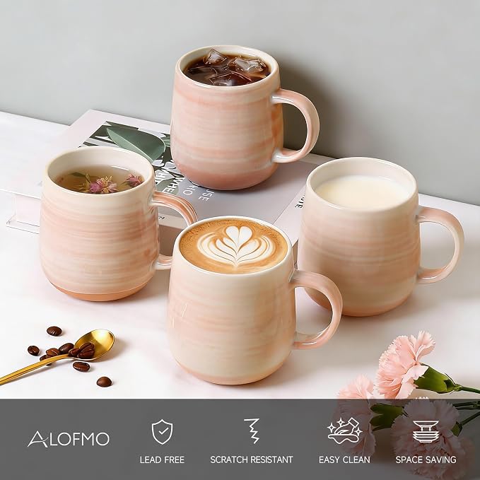 Coffee Mugs Set of 4, 12oz Stoneware Coffee Cups - Image 4