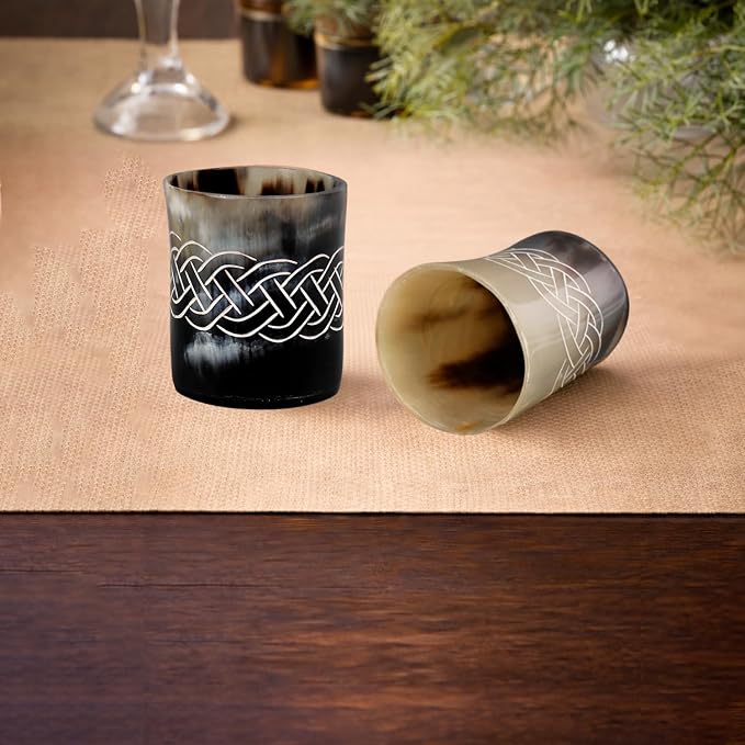 Handicrafts Home Viking Horn Shot Glasses Set of 4, Handmade Natural Ox Horn - Image 8