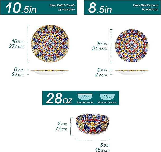 vancasso 12 Pieces Dinnerware Sets, Porcelain Dishes Set - Image 2