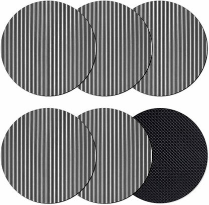 Geometric Grey Coasters Set of 6, Abstract Contemporary Minimalist Line Soft by PIEPLE