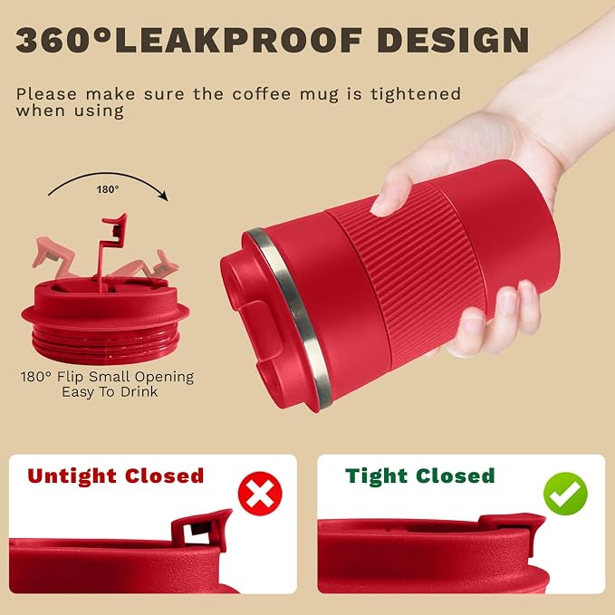 Vacuum Insulated Stainless Steel Travel Coffee Mug, Leak Proof Cup - Image 5