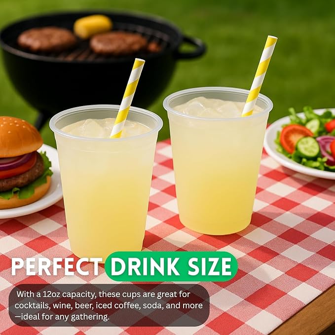 Concession Essentials 12oz Frost Flex Plastic Cups – 500 Pack – Shatterproof - Image 4