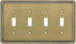 Henne Bery Rope Edge Decorative Wall Plate Switch Plate Outlet Cover (Quad Toggle, Antique Brass)
