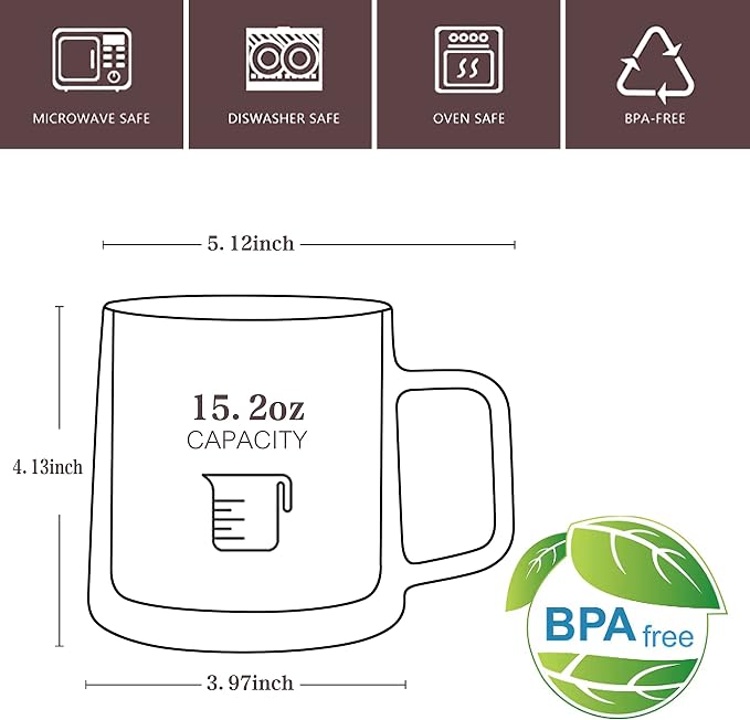 CNGLASS Double Walled Glass Coffee Mugs, 15oz Insulated Glass Mugs - Image 2