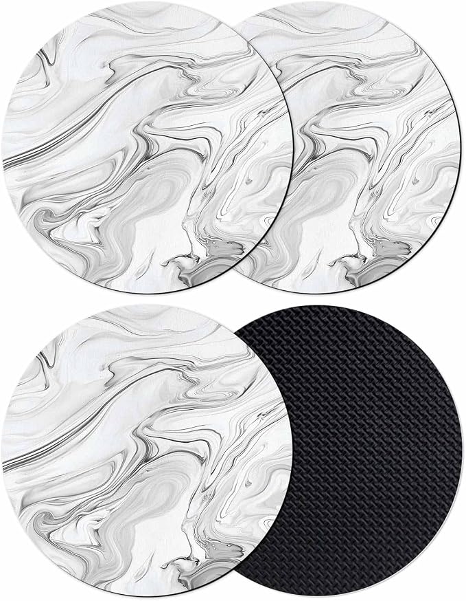 White Gray Marble Coasters Set of 4, Modern Minimalist Abstract Texture Soft by PIEPLE