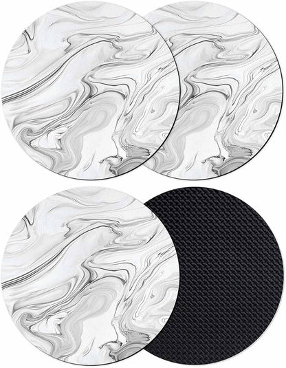 White Gray Marble Coasters Set of 4, Modern Minimalist Abstract Texture Soft by PIEPLE