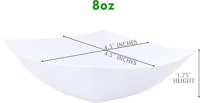 PLASTICPRO Disposable Square Serving Bowls, Party Snack or Salad Bowl, Plastic - Image 7