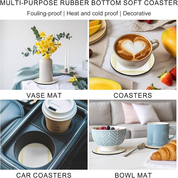 Coasters Set of 4, Modern Simple Stripes Lines Pattern Absorbent Cup Coaster - Image 6