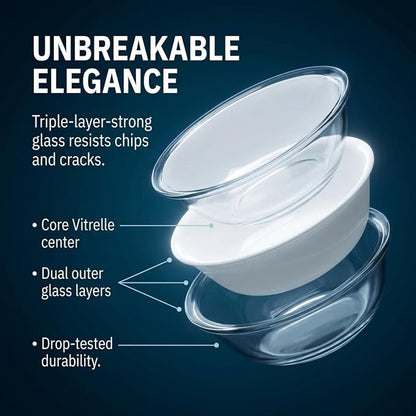 Corelle Vitrelle 6-Piece Soup/Cereal Bowl Set Triple Layer Glass and Chip - Image 10
