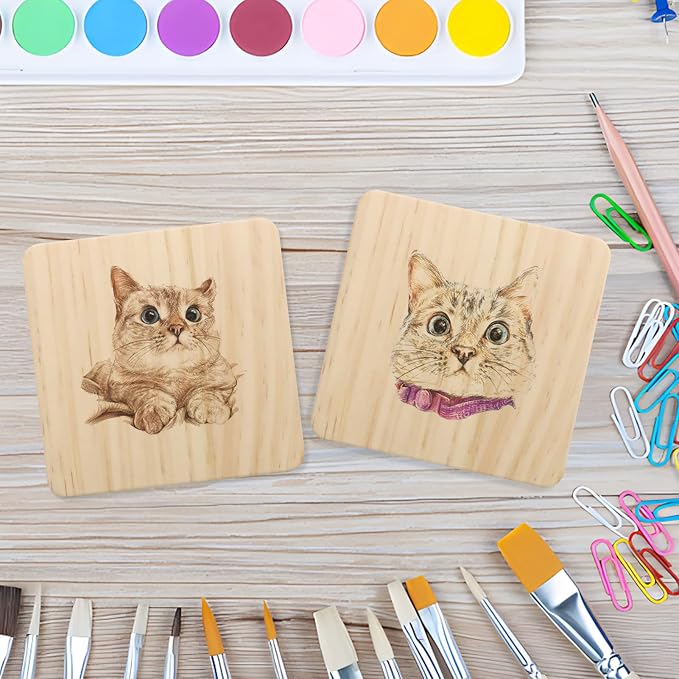 24 Pack 4 Inch Unfinished Square Wood Coasters - Image 6