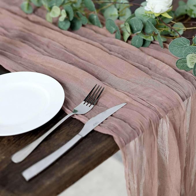 Efavormart 10ft Dusty Rose Cheesecloth Table Runner - Image 8