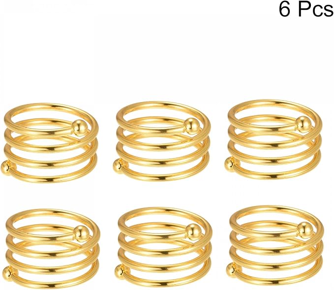 uxcell Metal Napkin Rings Set of 6, Spiral Napkin Ring Holder Buckle - Image 4