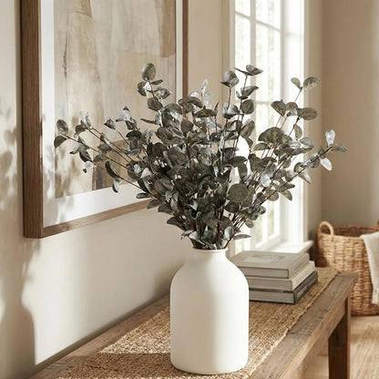 RyddeligHome 6 Branches Artificial Long Eucalpytus Stems for Tall Vase, Eucalyptus Centerpieces for Tables, 23" Dusty Green Faux Stems for Vase, Realistic Greenery Branches Fillers for Home Décor