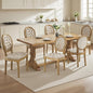 SoarFlash French Velvet Dining Chairs Set of 6, Vantage Dining Chair with Round Back, Wood Leg Farmhouse Country Dining Chair for Kitchen,Bedroom,Beige