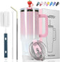 40 oz Shiny Tumbler with Handle and Straw, Stainless Steel Tumbler with Lid and by Watersy
