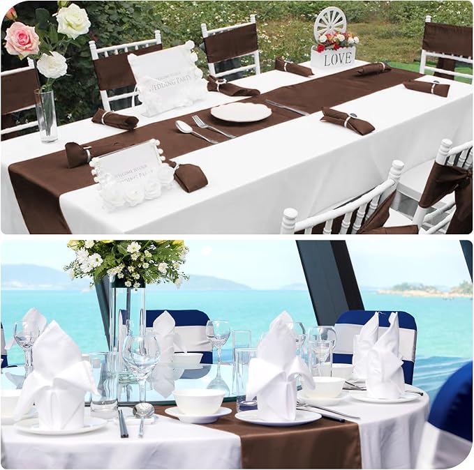 12 Pack Brown Satin Table Runner 12 x 108 Inch Long Premium Table Runners - Image 6