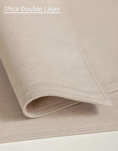Linen Table Placemats Set of 12 Washable Neutral Beige Dinner Table Mats Modern Farmhouse Rustic Dining Room Decor Heat Resistant Water Repellent 12x18 Inch