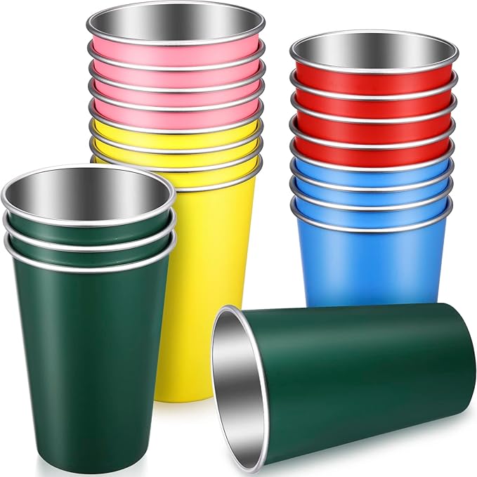 Mimorou 20 Pack Stainless Steel Pint Cups Metal Cups Unbreakable Drinking Water by Mimorou