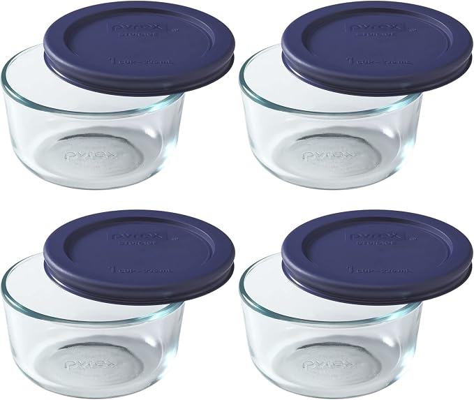 Pyrex 7202 Glass Bowl with Dark Blue Lid by Pyrex