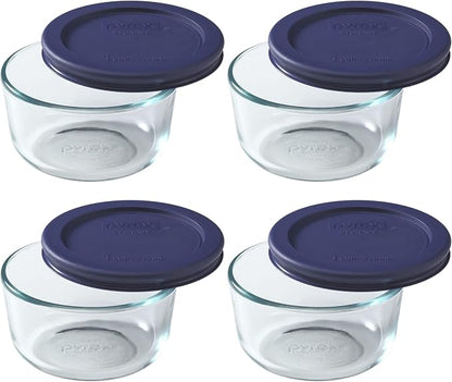 Pyrex 7202 Glass Bowl with Dark Blue Lid by Pyrex