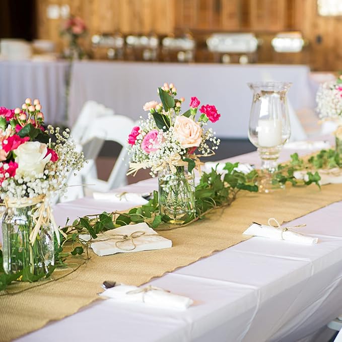 2 Pieces Burlap Table Runners 13x108 Inch Rustic Boho Table Runner | Farmhouse - Image 6