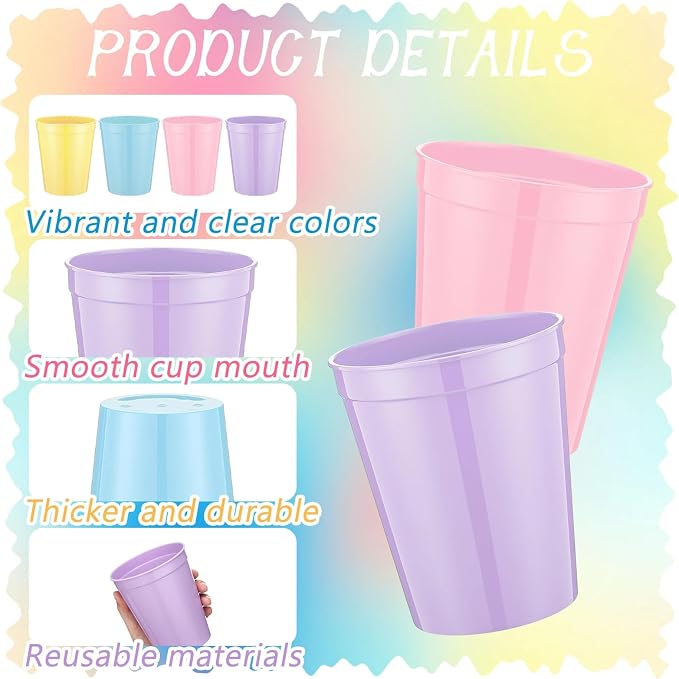 Yungyan 24 Pcs Reusable Plastic Cups 16 Oz Baby Shower Cups - Image 3
