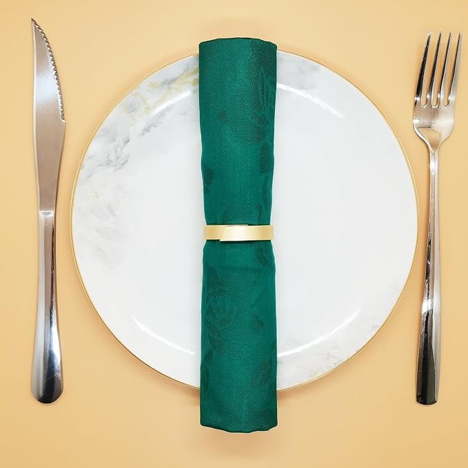 Round Metal Gold Napkin Rings Set of 8 | Modern Fall Napkin Ring Holders - Image 4