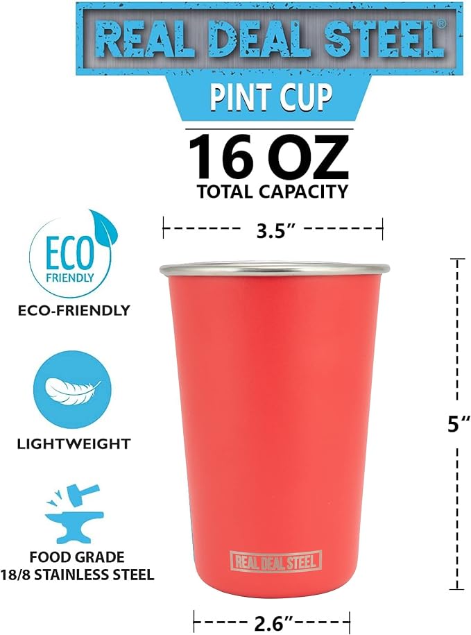 Real Deal Steel Rainbow Cups 16 oz Pint Cups, Stackable Tumblerrs, Eco Friendly - Image 4