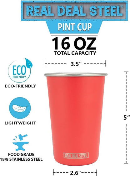 Real Deal Steel Rainbow Cups 16 oz Pint Cups, Stackable Tumblerrs, Eco Friendly - Image 4